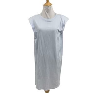 Babaton Dress Womens 2XS Cornflower Shoulder Pads Sleeveless Minimalist Cotton